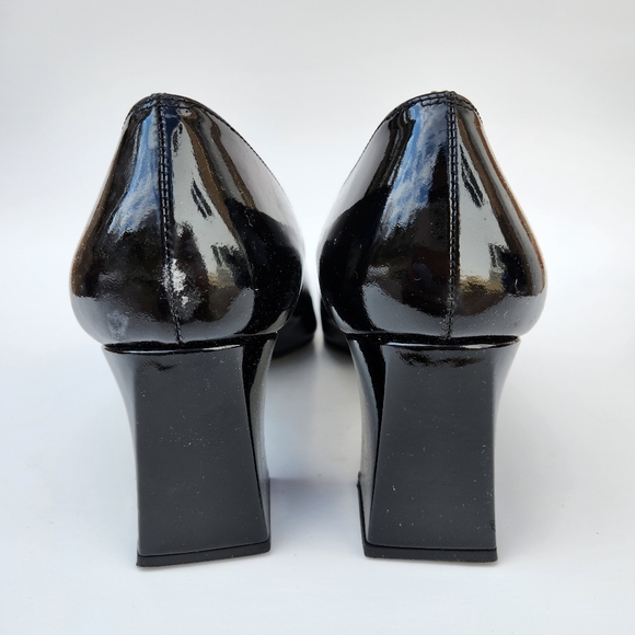 Stuart Weitzman Vintage 00s Black Patent Block Heel - Picture 4 of 11